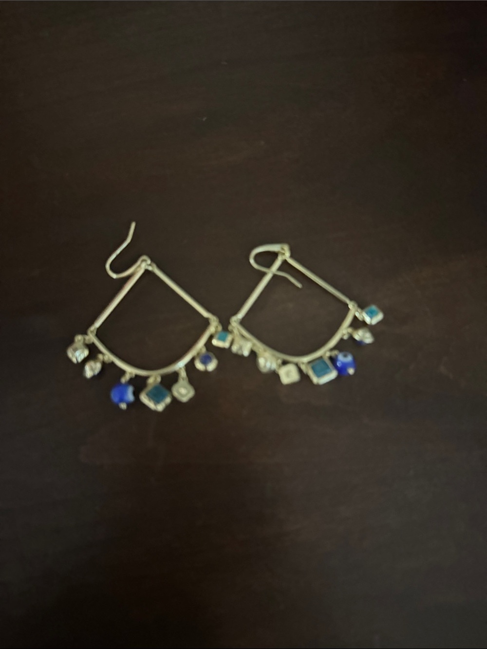 Kendra Scott Gold Hoop Earrings with Blue and Teal Charms